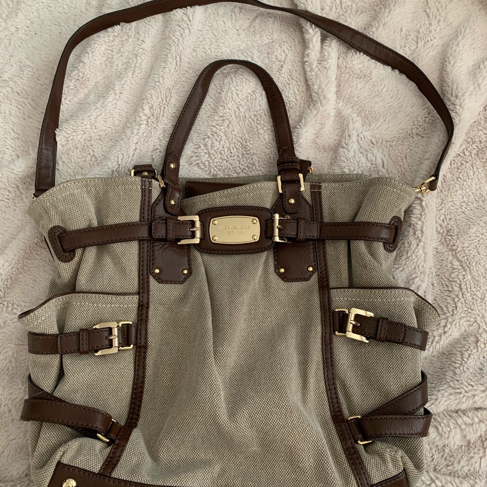 Michael Kors Tan with Brown Leather Hobo Tote
